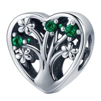 Zawieszka SREBRO 925 Charms Koralik Zielone Drzewo