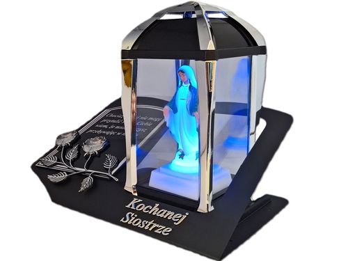 SIOSTRA SIOSTRZE ZNICZ LAMPION NA GRÓB KPL SREB SKOS SENTENCJA+FIGURKA LED na Arena.pl