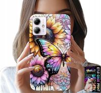 ETUI DO MOTOROLA MOTO G14 - SŁONECZNIK Z MOTYLKIEM, OBUDOWA + FOLIA