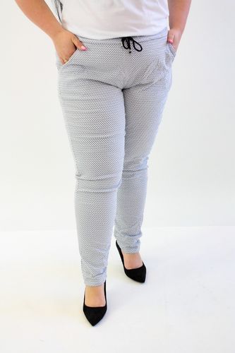 Spodnie gnieciuchy wzorek Eliza Biało-popielate UNI DUŻY na Arena.pl