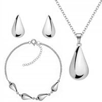 KOMPLET BIŻUTERII SREBRNEJ ZESTAW KROPLE ŁEZKI SREBRO PRÓBA 925