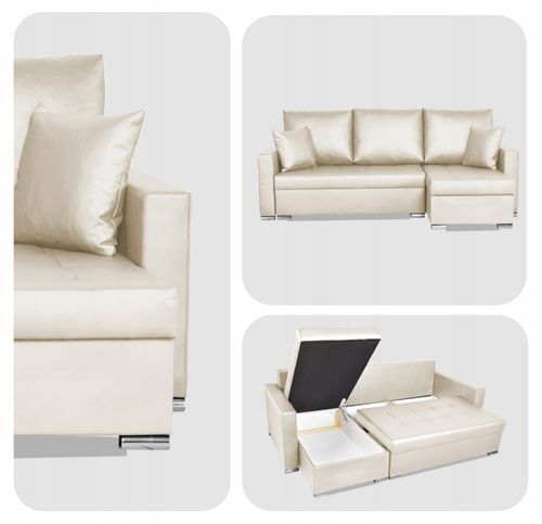 Narożnik rozkładany z funkcją spania ekoskóra Varius rogówka Family Meble na Arena.pl