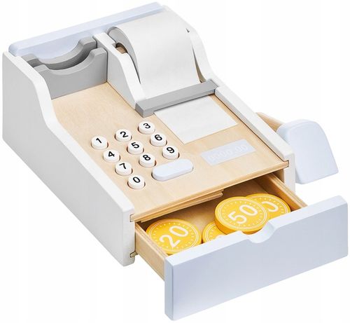 Edukacyjna Zabawka Dla Dzieci Drewniany Stragan z Kasą i Terminalem na Arena.pl