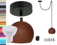 Lampa wisząca kula czarna rdza + gu10 loftowa 2m czarny hamulec