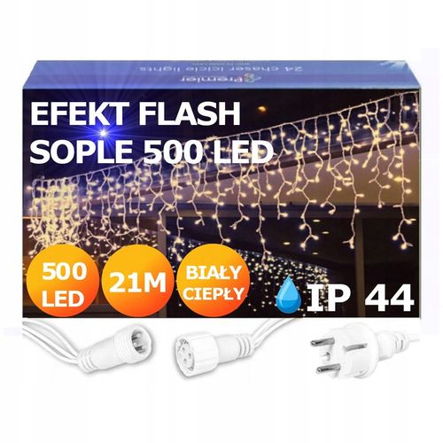 SOPLE FLASH 500 LED ZEWNĘTRZNE BIAŁE CIEPŁE CHOINKOWE z Flashem ZIMNYM na Arena.pl