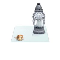 SZKLANA PODSTAWKA POD ZNICZE Z DEDYKACJĄ 35x35cm 555g Aniołek przezroczyste
