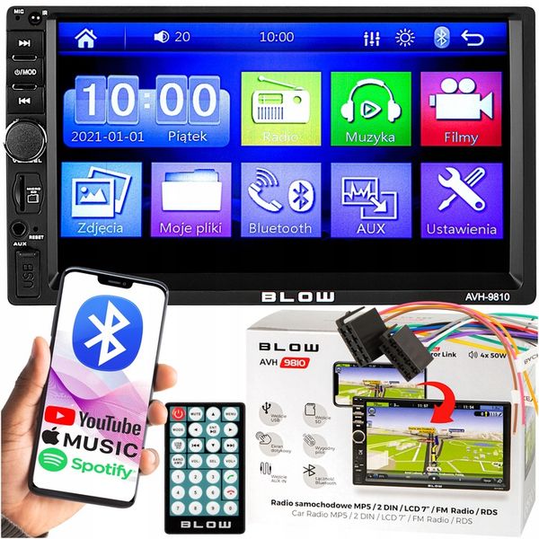 RADIO SAMOCHODOWE BLUETOOTH 2 DIN 7 CALI RDS USB AUX MICRO SD 4x50W PILOT zdjęcie 1