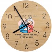 Bambusowy ZEGAR ścienny nadruk UV PREZENT NA DZIEŃ BABCI I DZIADKA