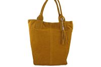 Shopper bag - torebka damska zamszowa - Żółta ciemna
