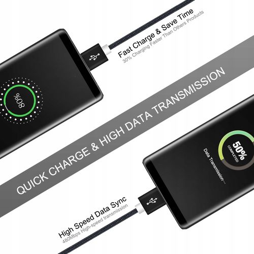 WZMACNIANY KABEL MICRO USB QC 3.0 QUICK CHARGE 1M na Arena.pl