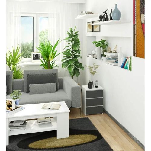 Szafka nocna, STILO, 3 szuflady, 40x35x57, biały, grafit szary| TYLETEGOTU na Arena.pl