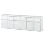 Komoda 240cm Duża Szafka Glamour Biały Połysk 6 Szuflad Nowoczesna Salon