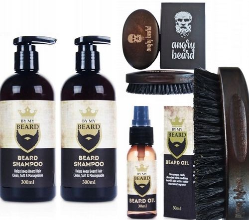 Zestaw Szampon Odżywka Olejek BY MY BEARD + Szczotka Angry Beard Do Brody na Arena.pl