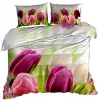 Pościel 3D bawełna satyna 200x220cm TULIPANY