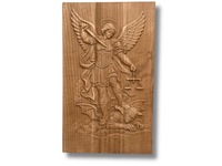 Płaskorzeźba Archanioł Michał Drewniana Obraz Prezent Komunia Chrzest 31,5