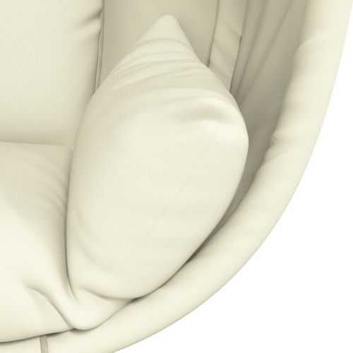 Wiszące krzesło kokon ze stojakiem, beżowe, tkanina i stal na Arena.pl