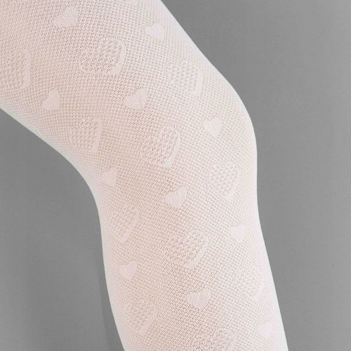 Rajstopy RAJSTOPKI ŻAKARDOWE 30 den ażurowe ze wzorem BIAŁE w serca 116/122 na Arena.pl