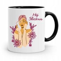 Kubek Czarny Dla Dziewczyny Żony Hej Śliczna Z Nadrukiem Ze Zdjęciem