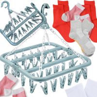 SUSZARKA WIESZAK NA SKARPETY SKARPETKI BIELIZNĘ SKŁADANA PRANIE 32 KLIPSY