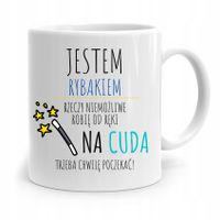 Kubek Prezent Wędkarza Na Cuda Trzeba Poczekać Z Nadrukiem Ze Zdjęciem