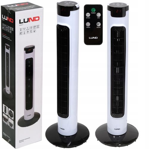 WENTYLATOR KOLUMNOWY LUND 81CM 50W WIATRAK PODŁOGOWY STOJĄCY LED +PILOT na Arena.pl