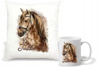 Zestaw PODUSZKA + KUBEK KONIE KOŃ IMIĘ PREZENT z napisem dedykacją imię