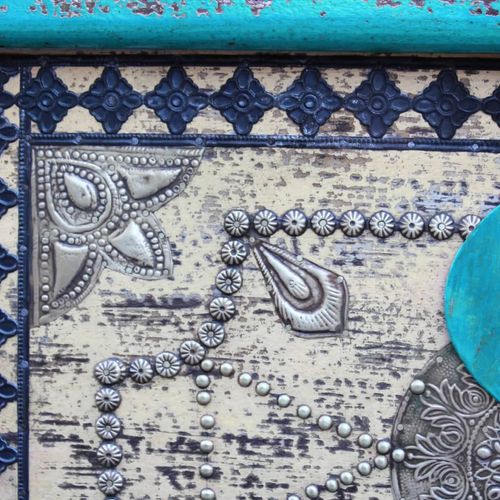 Skrzynia, niebieska, drewno mango, 80x40x45 cm na Arena.pl