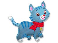 Balon foliowy "Piękny Kotek", niebieski, 24 cale [balon na hel]