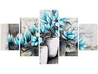 75CM 120 OBRAZ 5 ELEM MAGNOLIE NIEBIESKICH KOLORACH ŚCIENNY DRUK