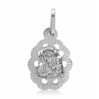 SREBRNY MEDALIK Z MATKĄ BOSKĄ CZĘSTOCHOWSKĄ DIAMENTOWANY PRÓBA SREBRA 925