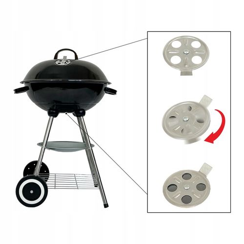 GRILL OGRODOWY WĘGLOWY OKRĄGŁY PRZENOŚNY POKRYWA RUSZT + 4 x MATA BBQ na Arena.pl