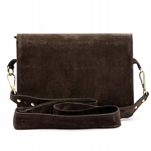 Czekoladowa torebka zamszowa DUŻA włoska listonoszka ciemny brąz Vera Pelle na Arena.pl
