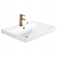 Umywalka Wpuszczana w Blat Biała Ceramiczna Prostokątna REA ALISHA 61 cm