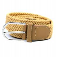 Pasek damski pleciony guma 3,2cm ciemny beżowy