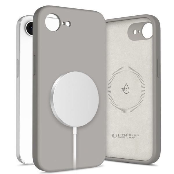 tech-protect silicone magsafe iphone 16e / 17e stone grey zdjęcie 1