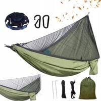 HAMAK OUTDOOROWY TUTYSTYCZNY PODRÓŻNY Z MOSKITIERĄ I PASAMI MONTAŻU