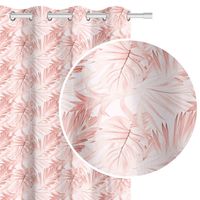 Zasłona gotowa na przelotkach HIBISCUS 140x250 biała pudrowa listki