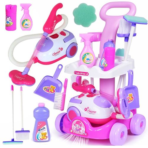 ZESTAW DO SPRZĄTANIA dla dzieci ODKURZACZ WCIĄGA WÓZEK MOP MIOTŁA SPRAY na Arena.pl