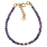 Bransoletka regulowana - Ametyst fasetowane kulki i srebro złocone