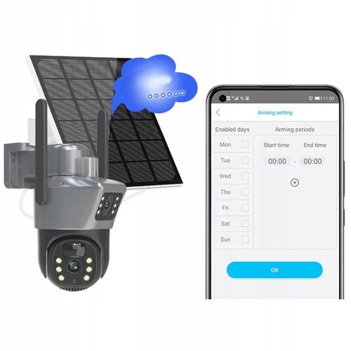 PODWÓJNA KAMERA SOLARNA WIFI IP SMART ZEWNĘTRZNA OBROTOWA QHD 6MP ZOOM 3w1 na Arena.pl