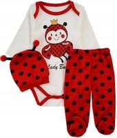BODY+PÓŁŚPIOCHY+CZAPKA ZESTAW BIEDRONKA 3m J37E