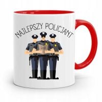 Kubek Czerwony Prezent Dla Najlepszego Policjanta Z Nadrukiem Ze Zdjęciem