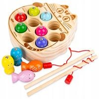 ZŁAP ROBACZKA ROBAKA GRA MAGNETYCZNA DREWNIANA KOTEK ZŁÓW RYBKI MONTESSORI