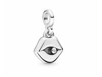 Rodowany srebrny wiszący charms do pandora little usta wargi srebro 925 NEW326