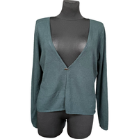 Kardigan Damski Ciepły Wygodny Stylowy Długi Luźny Krój Zielony Rozmiar 44