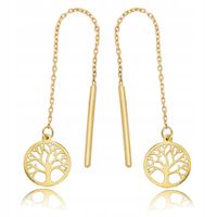 Złote kolczyki Wiszące drzewka szczęścia drzewa życia ZŁOTO 585
