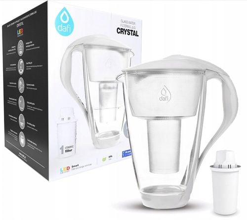 Dzbanek filtrujący szklany Dafi Crystal LED biały + 1 filtr Classic na Arena.pl