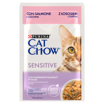 Purina Cat Chow Sensitive Karma Z Łososiem I Cukinią W Sosie 85g na Arena.pl