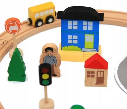 DREWNIANA KOLEJKA TOR WAGONY POCIĄG Budynki Ciuchcia Lokomotywa Zestaw na Arena.pl