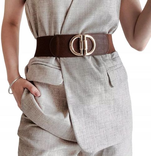 PASEK DAMSKI BRĄZOWY GUMA ELASTYCZNY 105-150 CM DO SUKIENKI MARYNARKI na Arena.pl